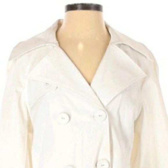 Sharagano Studio Cropped Peacoat Military Jacket Double Breasted White Sz S - Picture 4 of 10